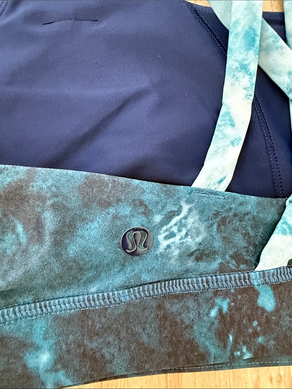 Women’s Strappy Sports Bra - Teal/Black - Picture 3 of 4